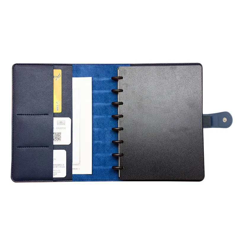 Yiwi Pu Leather Loose-leaf Notebook Discbound Cover with Rings Discs Mushroom Hole Binding Ring Binder School Office Supplies