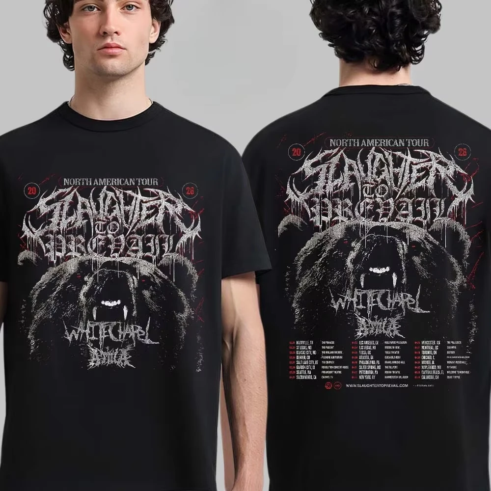 Image of Whitechapel Slaughter To Prevail North American Tour 2026 Grafik-T-Shirt Bear Deathcore Streetwear Casual Unisex