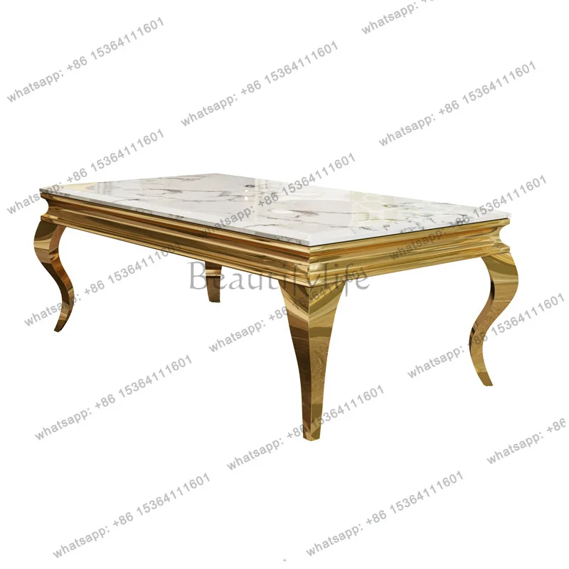 

Modern simple marble coffee table light luxury living room stainless steel marble rectangular coffee table