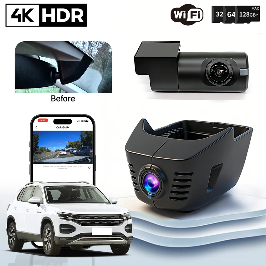 

Видеорегистратор 4K Wi-Fi Plug and Play для Volkswagen Tiguan II 2 2er mk2 2016-2024 (86 мм), с ночным видением