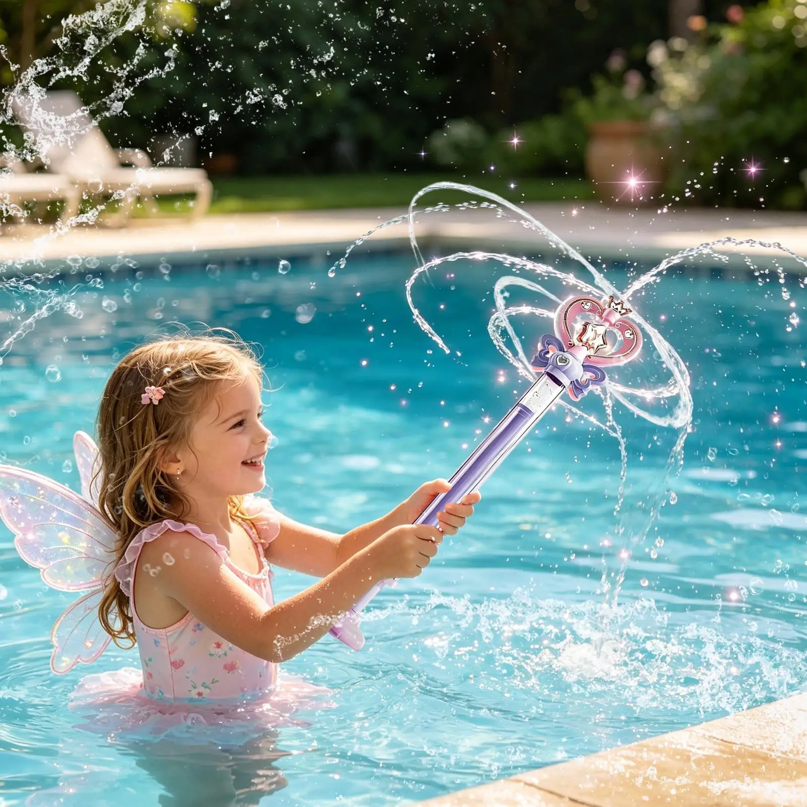 Magic Fairy Wand Water Gun Summer Water Play Toy two Mode Water Gun for Kids Adults Birthday Gift for Water Battles Outdoor
