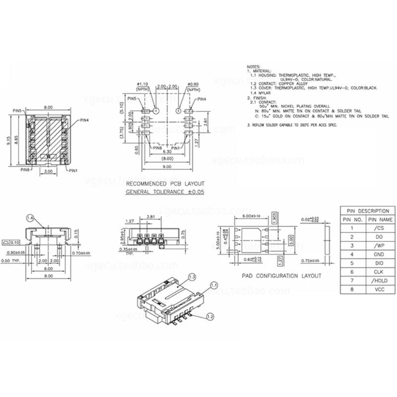 652F Convenient QFN8/WSON8/MLF8/MLP8/DFN8 to DIP8 Socket Easy Chips Operations