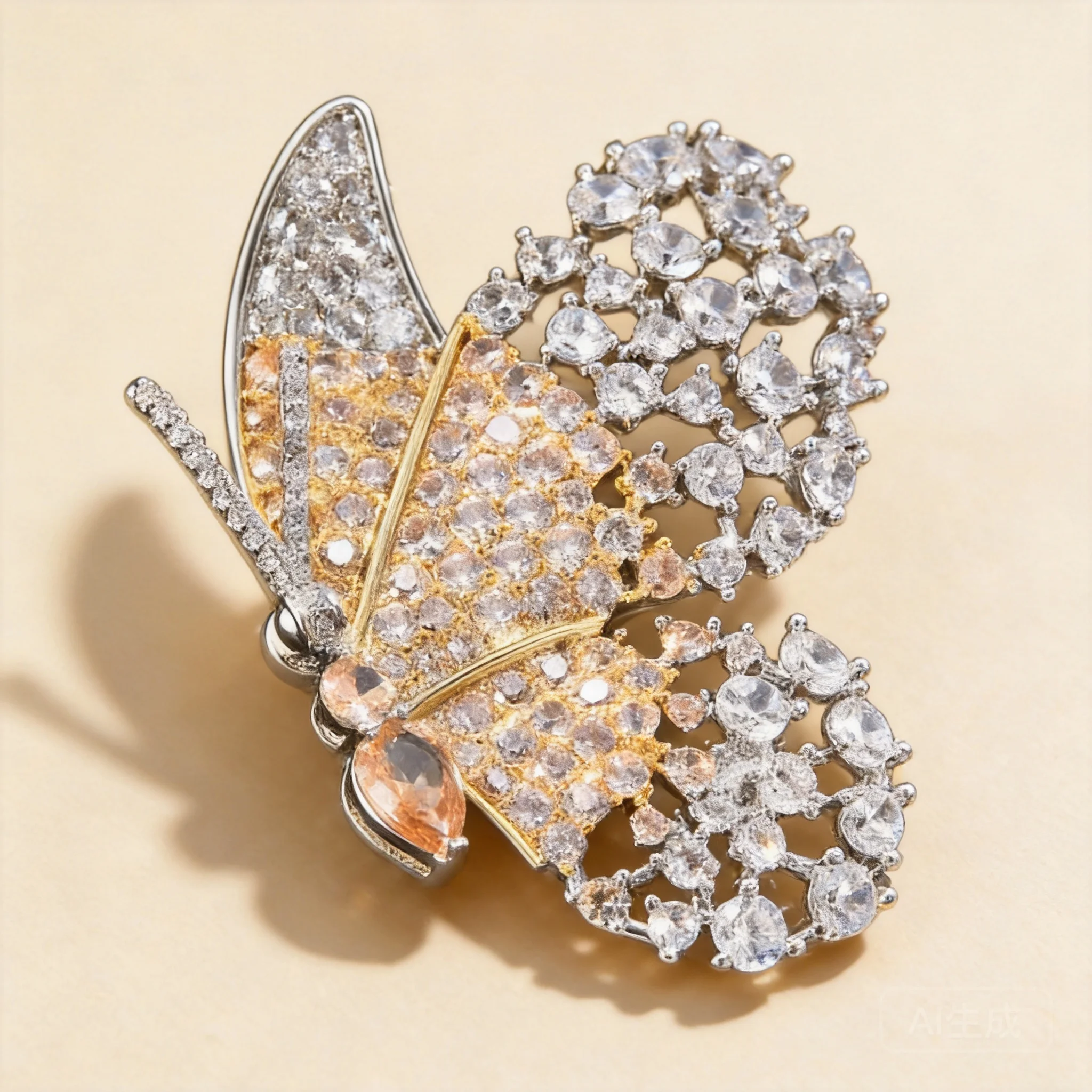 

Chinese Style Lucky Two Tone Zircon Butterfly Brooch Luxury Auspicious Blessing Good Fortune Jewelry Fashion Versatile Accessory