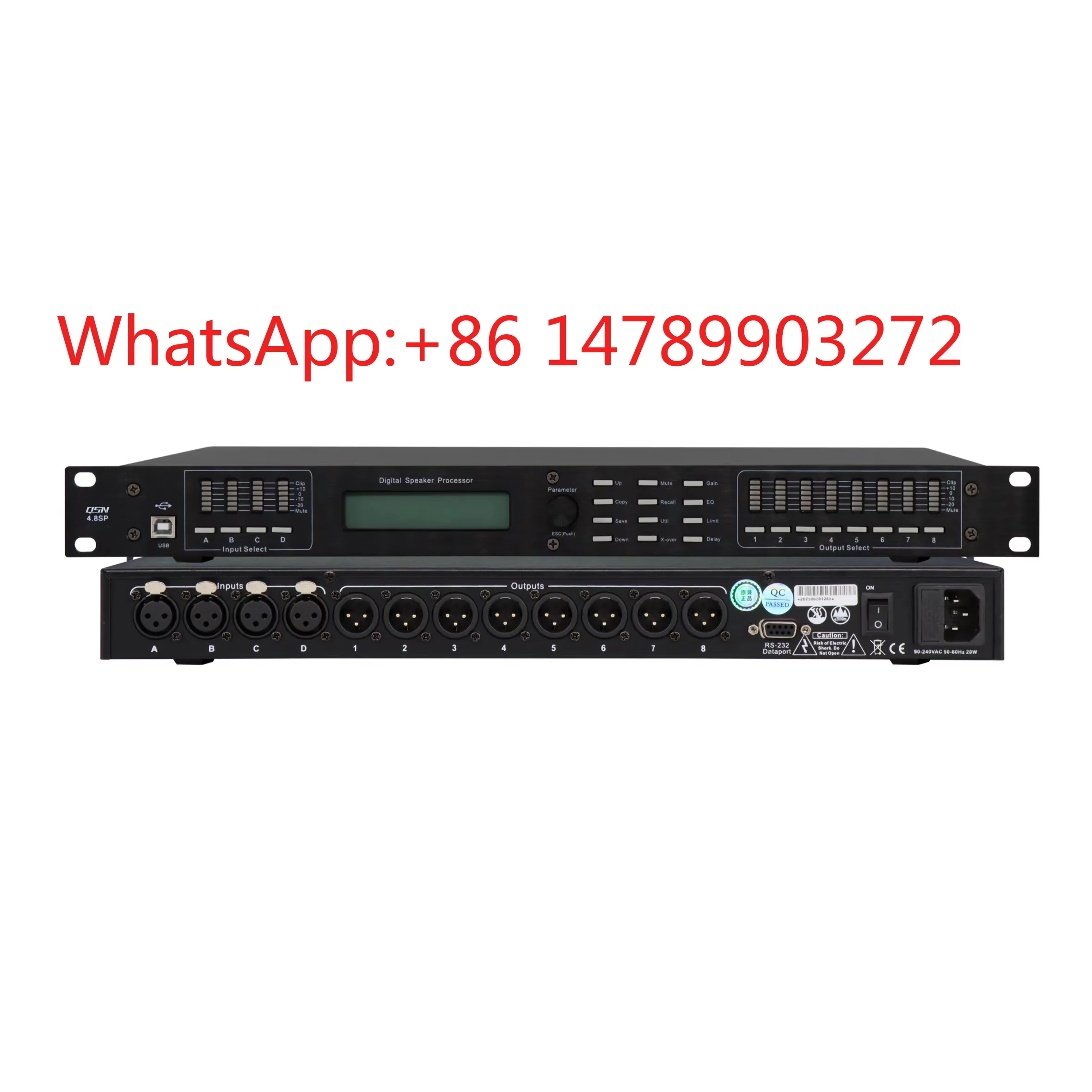 4 In 8 Out DSP Processor LCD Display XLR Port Professional Stage Audio Device