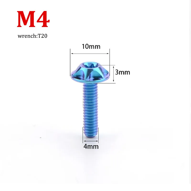 1pc TC4 Titanium Alloy Motorcycle Modification Fixing Screw M4 x 6 8 10 12 15 20mm High Hardness Non Rusting