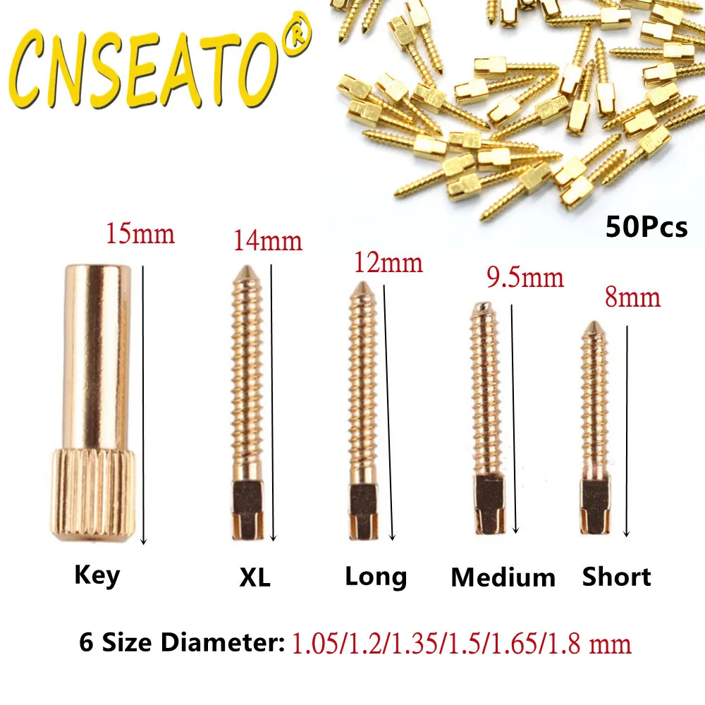 

50Pcs Dental Screw Post Gold Plated Conical Pins Metal Materials Dentistry Screw Posts Key Root Canal Treatment Lab Dentist Tool