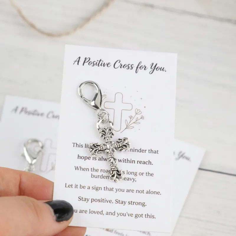 11pcs 2dCross series keychain set that brings good luck Comes with a positive cross card Universal holiday gifts Halloween Chris