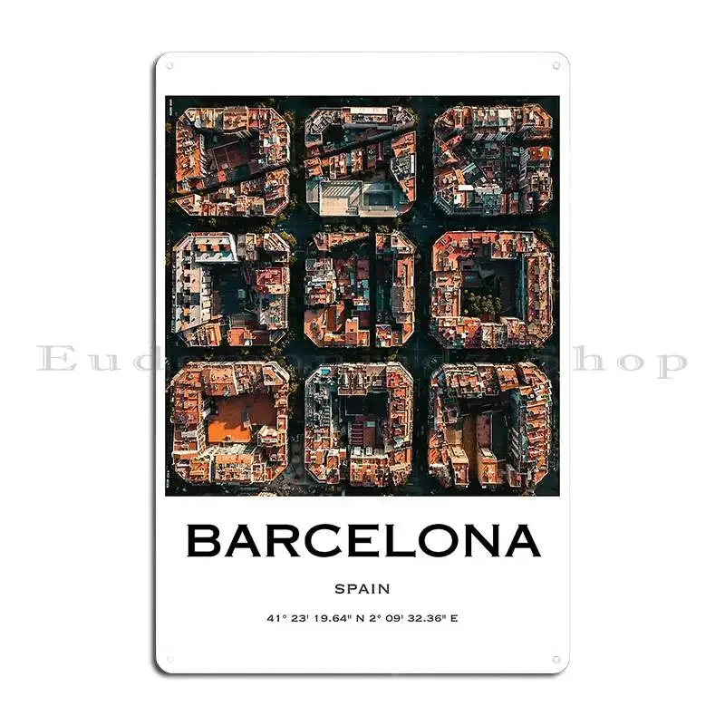 Barcelona From Above Poster Travel Wall Art Spain Metal Signs Create Rusty Wall Decor Cinema Create Tin Sign Poster