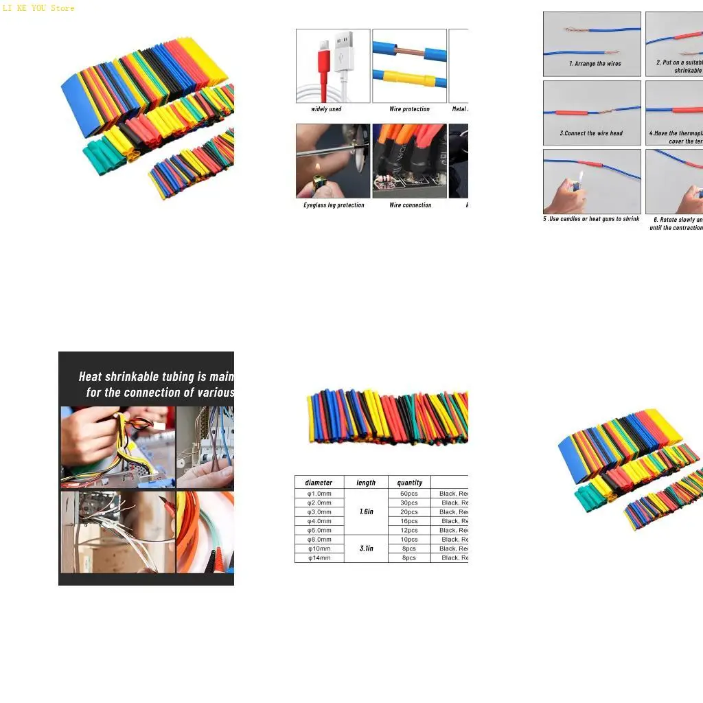 

W3JE TheT Thrink Tubing 2: 1 Комплект Electrical Wire Cable Assortment для проводов ремонт паяль