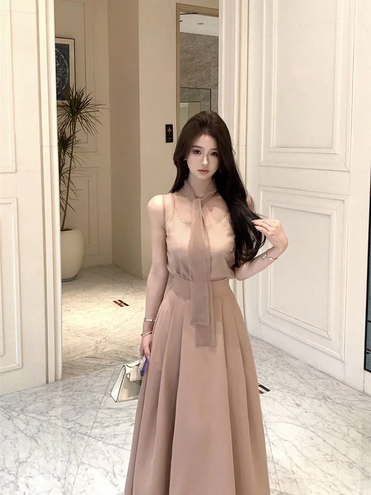 

Ele Gentle Faion Set Dr Women Summer New Vintage Me Sa Top f Skirt Two Piece Set Soft Pastel Color Options