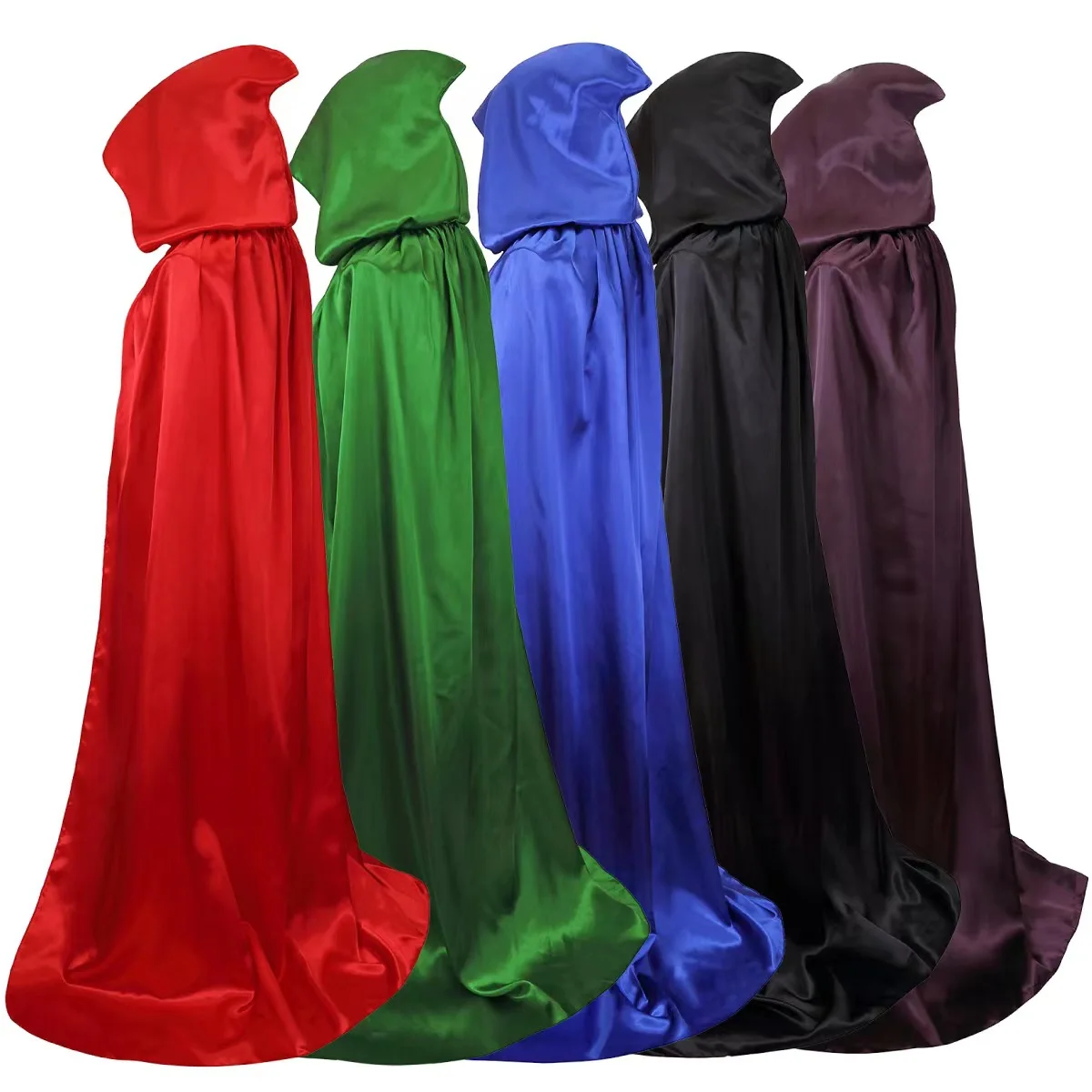 Medieval Wizard Vampire Solid Color Cloak Cosplay Costume Witch Hooded Cloak Carnival Party Dress Up Cape for Adult and Kid