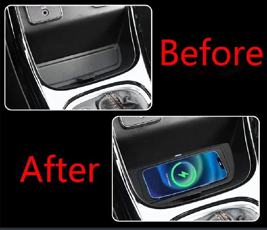 2 Din for Jeep Compass 2016-2019 Car Wireless Mobile Phone Charger Center Console Storage 18W iphone fast charge plate holder - view 3