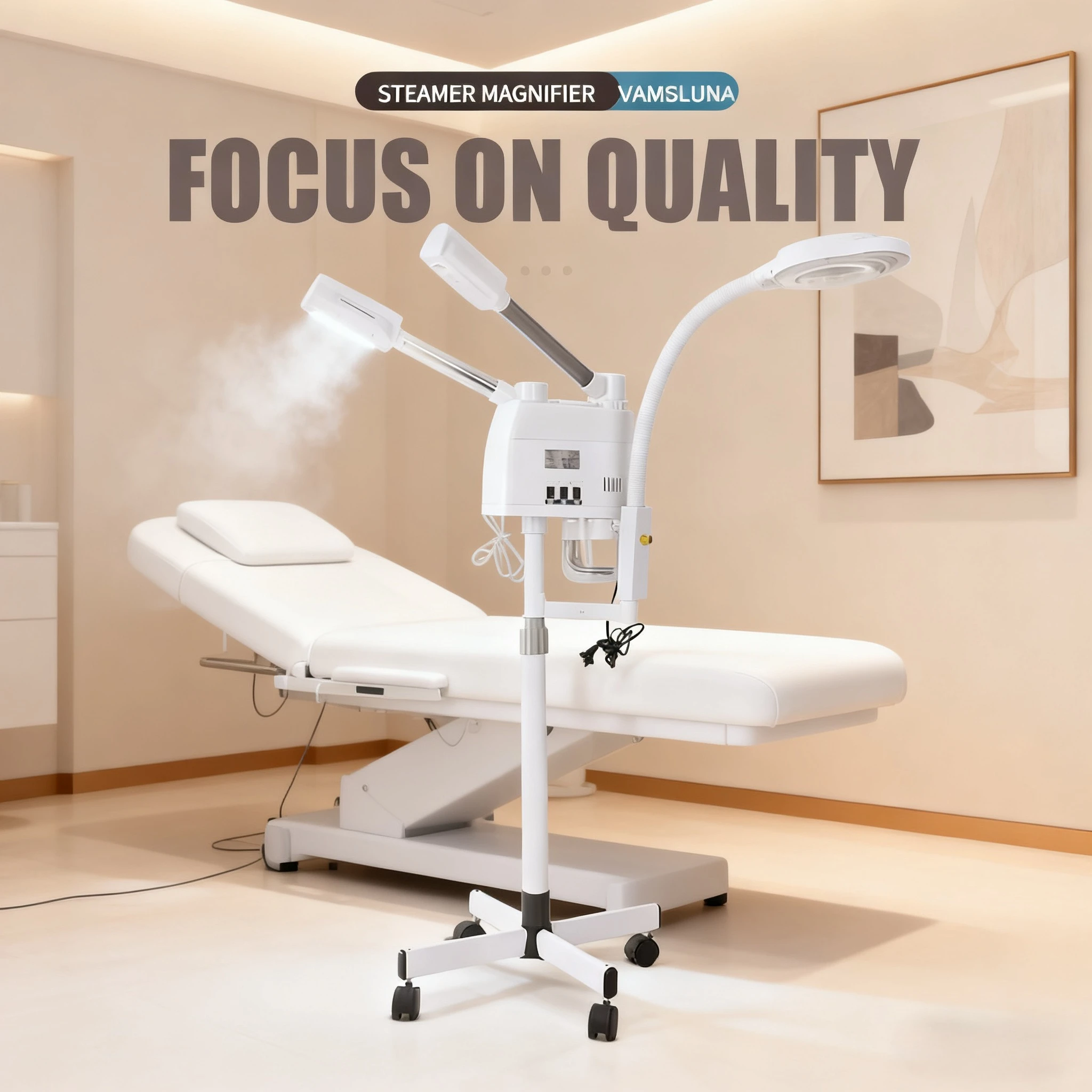 

Отпариватель для лица 3 в 1, горячий и холодный пар с 8-кратной светодиодной увеличительной лампой, озоновый нано-ионный распылитель для ухода за кожей лица, салон для домашнего использования