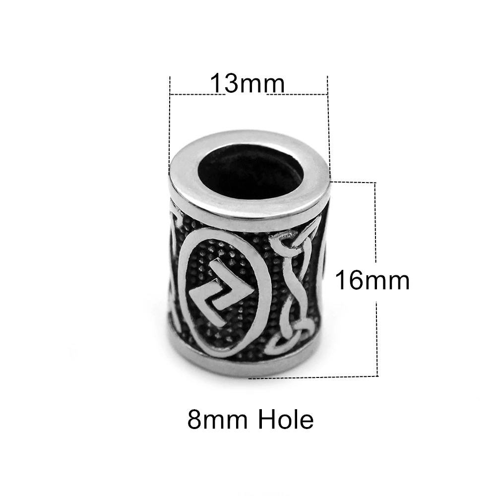 Stainless Steel Viking Beads with Rune for Hair Beard Bead 6mm 8mm Elder Futhark Rune Jewelry Bracelet Making DIY Accessories