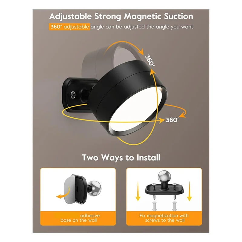 

【MEET】LED Magnetic Wall Sconce Lights,Rechargeable Wall Mounted Lights With Remote,3 Lighting Colors 360° Rotation Wall Lamp