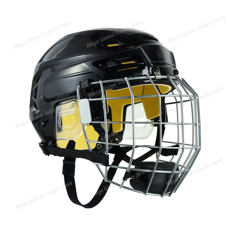 

Ice Hockey Helmet Adjustable Hockey Helmet Full Face Protective Equipment Rugby Goalie Head Protective Sports Safety Face Mask