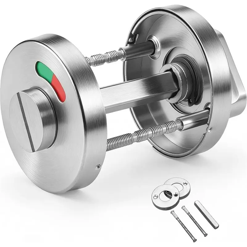 PORK-Toilet Door Turn Lock With Vacant& Occupied Display, Toile Release Privacy Indicator Rosette Locks For Bathroom