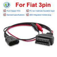 For Fiat 3 Pin OBD Adapter Cable with 2 Clips 3 Pin To 16 Pin Auto ELM327 Car Scanner Connector Diagnostic OBD2 Extension Cable