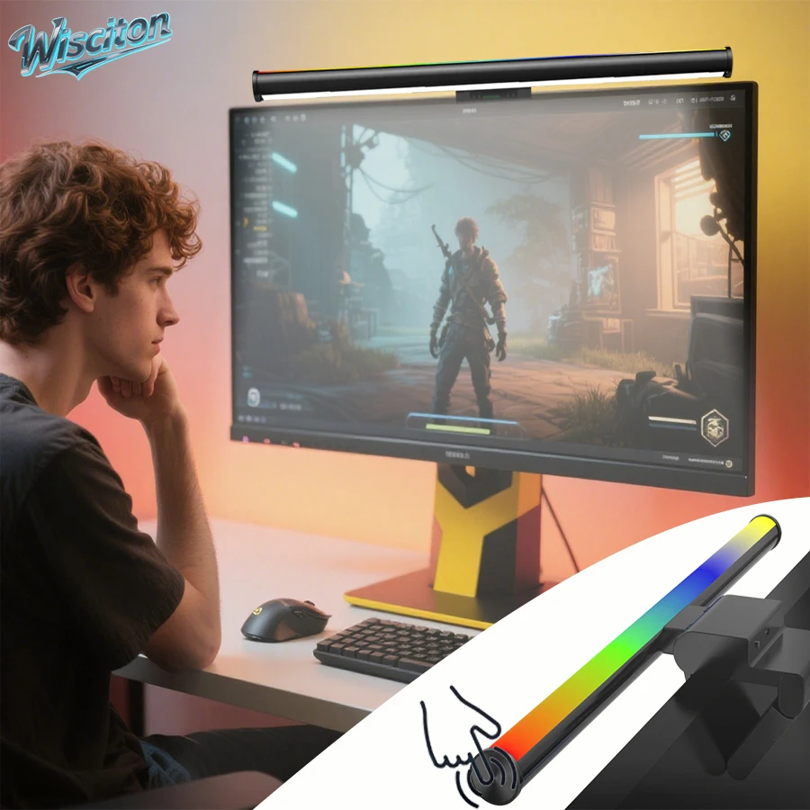 

LED RGB Monitor Light Bar LED Liaht Bar Monitor Screen Hanging Light Stepless Dimmable Work Game Learning Light Atmosphere Lamp