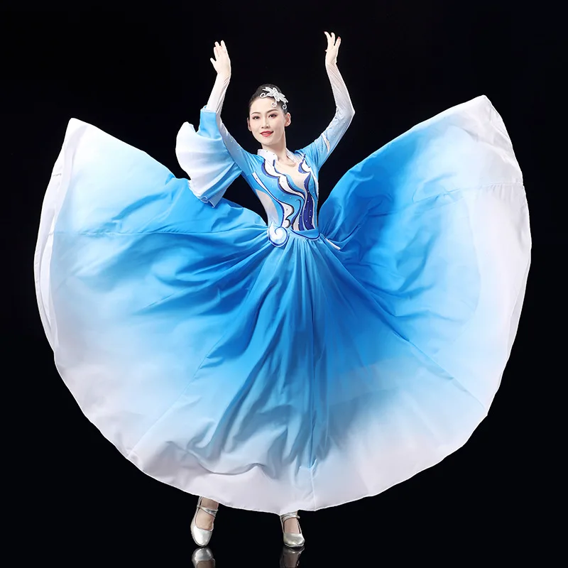 

Performing Costumes Female Chinese Wind Blooms Dance Costumes Atmospheric Modern Stage Song and Dance Dress