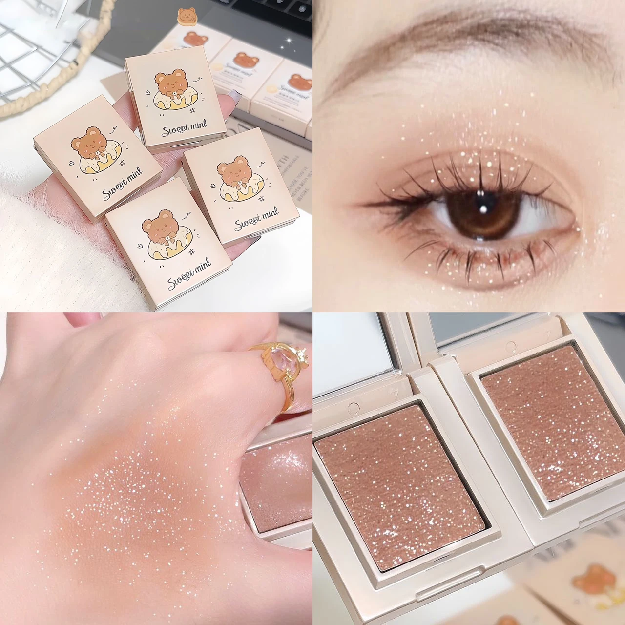 Monochrome Diamond Champagne Oogschaduw Parelmoer Liggende Zijderups Fleuren Markeerstift Aardappelpuree Glitter Oogschaduw Make-up