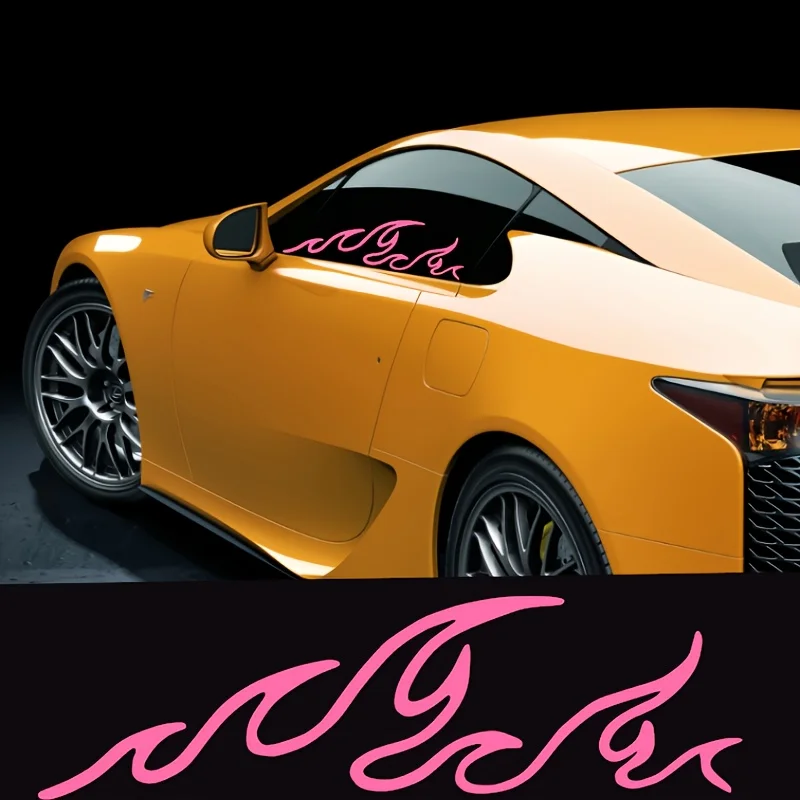 1 adhesivo decorativo de vinilo impermeable con diseño de ondas de llama abstractas para ventana de coche, casco de motocicleta, portátil, bicicleta