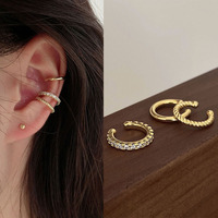 3Pcs/Set Clips Earring for Women Unisex Minimalist Fashion Cartilage Hoop Earrings Sets Ear Cuff Piercing Clip on Earring