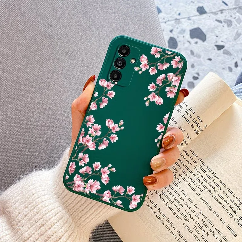 Pink Cherry Blossom Branch Print Phone Case For Samsung Galaxy A73 A72 A71 A70 A56 A55 A54 A53 A52 A51 Soft Silicone Back Cover view 2