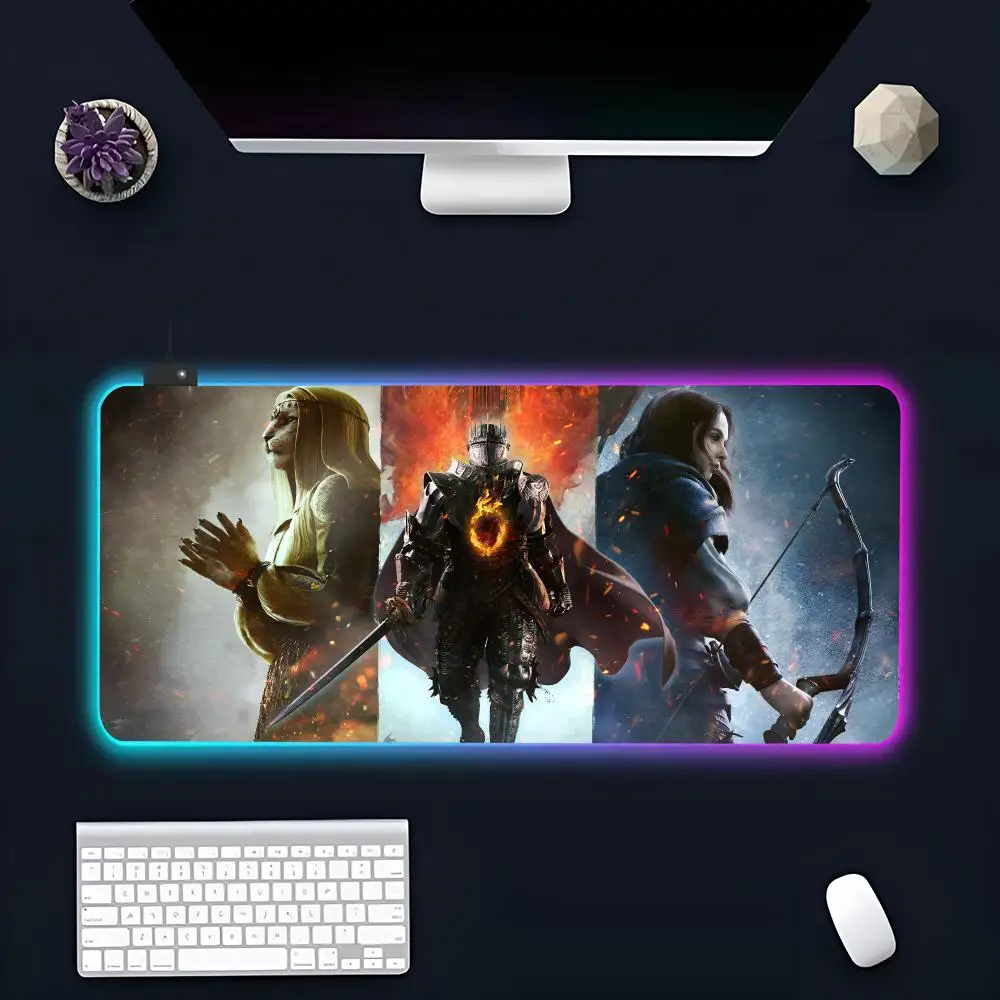 Game For D-Dragons Dogma 2 MINISO Mouse Pad RGB Gaming Mousepad LED Large Gamer Mousepads XXL Keyboard Pads Luminous Desk Mat Ba