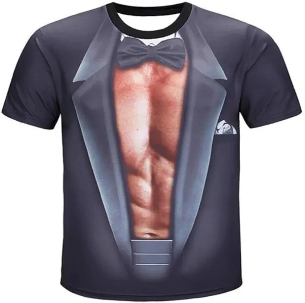 Rollenspiel-T-Shirt mit lustigem Muskelmuster, 3D-Druck, atmungsaktiv, schnell trocknend, für Männer und Frauen, Outdoor, Streetwear, lässige Mode, Eltern-Kind-Kleidung – Detail 4
