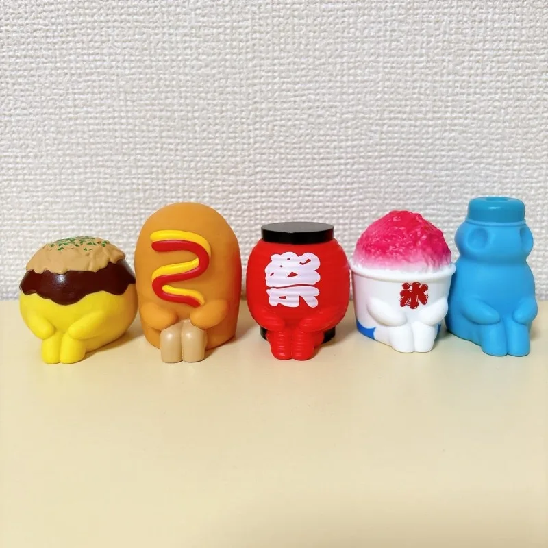 Capsule Toy Cartoon Sitting Posture Food Luminous Takoyaki Hot Dog Lantern Shaved Ice Figures Collection Ornaments Kids Gifts