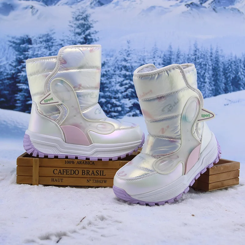 Children's Snow Boots Ski Cotton Shoes Winter Piled Thickened Outdoor Short Cotton Boots