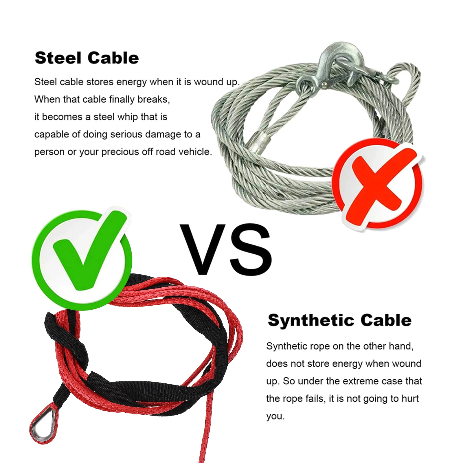 

1pc Car Trailer Towing Rope Strap High-Strength Nylon Stainless Steel Durable Tow Leash Reduced Vibration Winch Trailer Rope