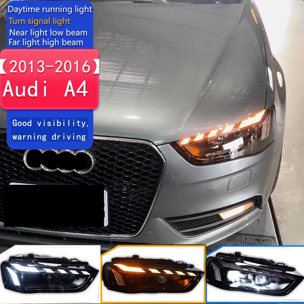 

Автомобильный Стайлинг, фара для Audi A4, 2013-2016, тип RS5, фара, линза проектора, сигнал DRL, автомобильные аксессуары