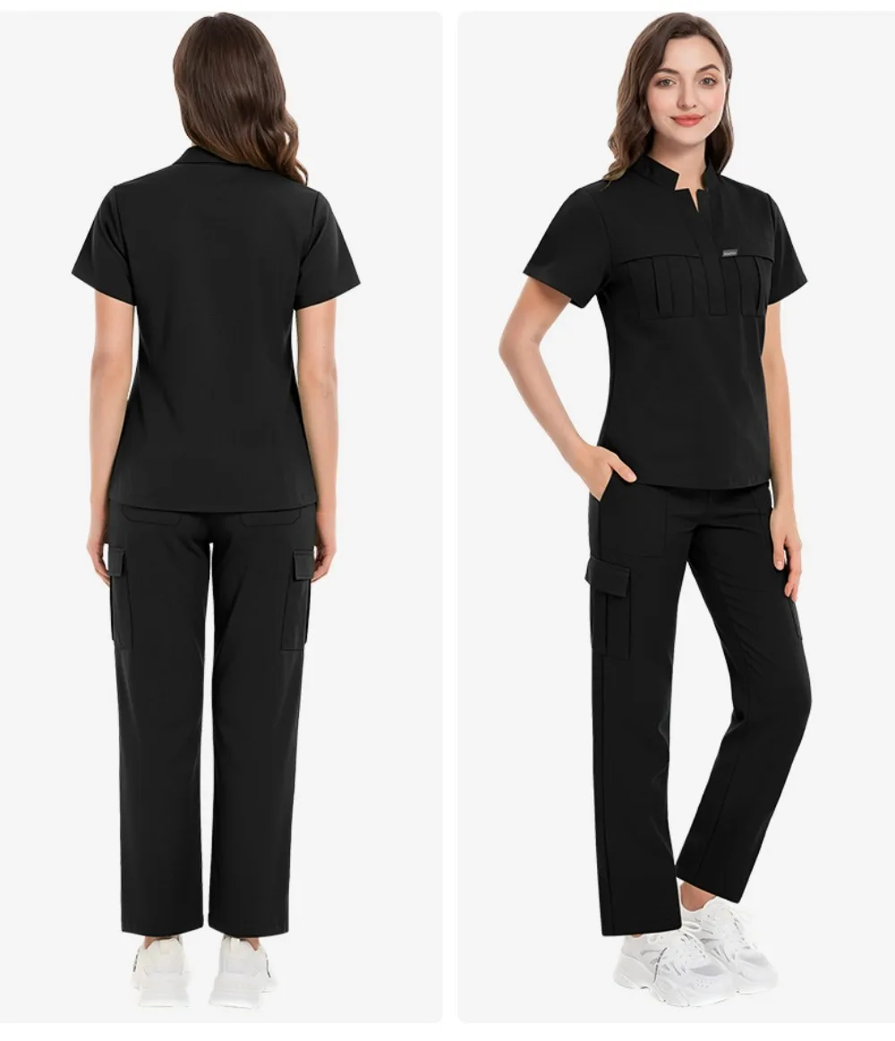 Medical Scrubs 2 Piece Set Casual Fashion Work Uniform European & American Plus Size for Doctor Nurse Gorros Quirófano Mujer