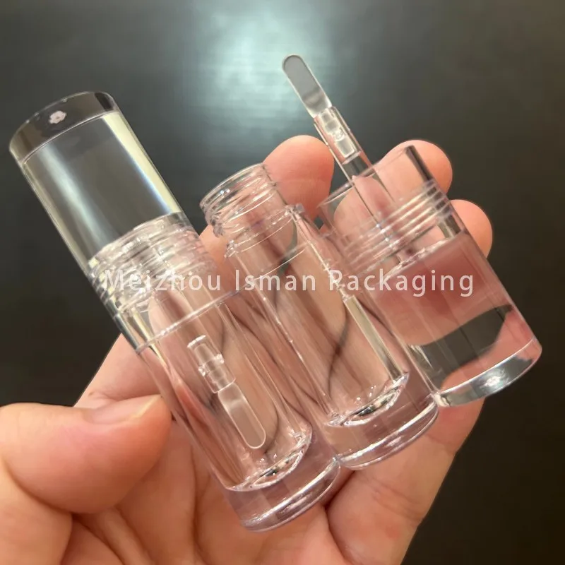 50 buah wadah Lip Gloss Mini lucu Semua bening kemasan minyak bibir pendek mewah 3ML tabung Lip Gloss transparan kosong dengan kuas