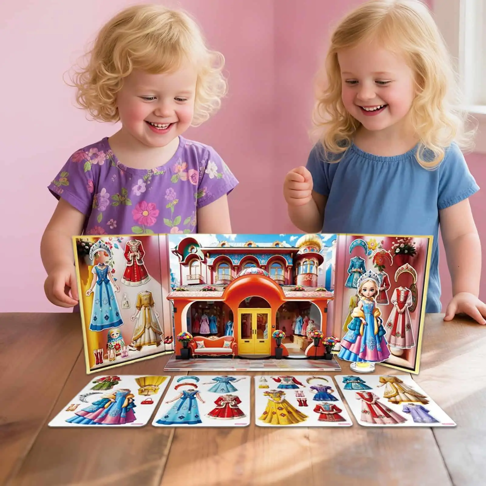마그네틱 드레스업 공주 자석 종이 인형 스티커 교육용 장난감 어린이 소녀 유아 여행 게임 파티용