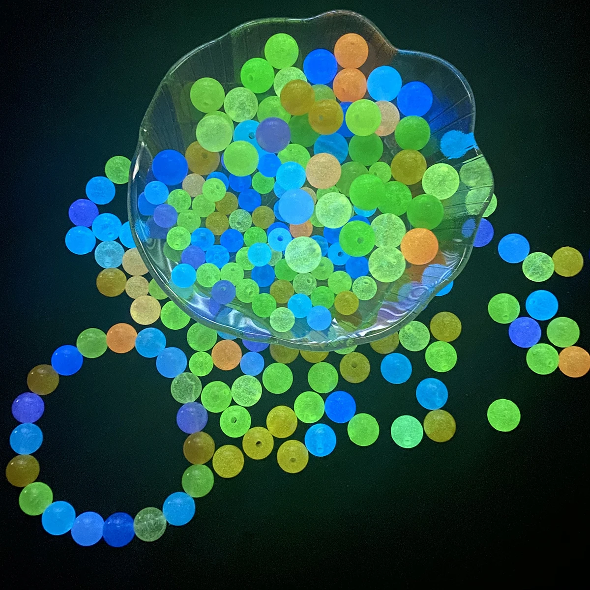 50-200pcs Luminous Round Loose Spacer Decorations Beads Mix Acrylic Glow In The Dark Flashing Beads For Jewelry Making Bracelet