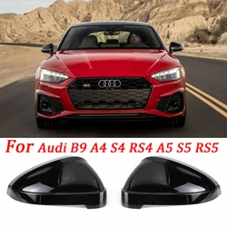 2pcs Black Side Wing Mirror Caps For Audi A4 A5 B9 2017 2018 2019 2020 2021-2023 S4 RS4 S5 RS5 allroad Quattro replace Covers