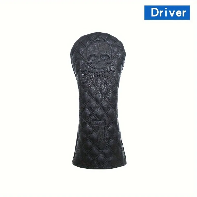 Golf Wood Cover With Skull Pattern, Waterproof PU Leather Soft Durable Golf Club Covers For Driver Fairway Hybrid