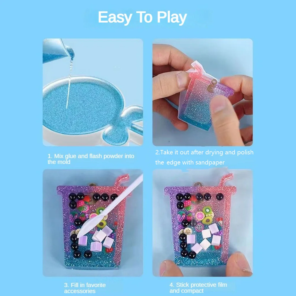 DIY Crystal Pendant Craft Material Pack Gel Glue Painting Handmade Decoration Crafts Arts for Kids Children Toys Gift for Girl