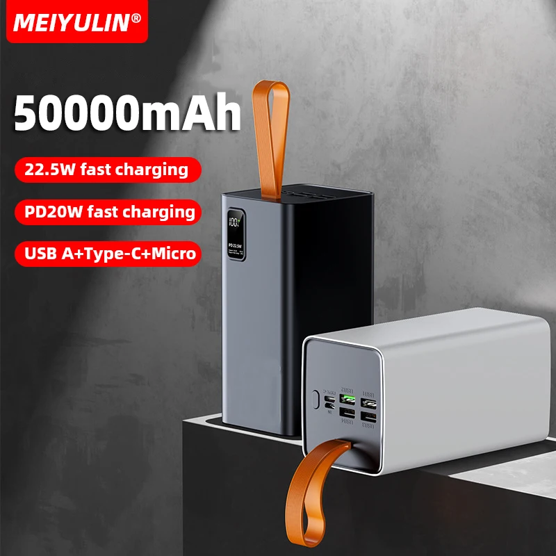 50000mAh Power Bank Portable 20000mAh USB C PD 20W Fast Charging Large Capacity External Spare Battery For iPhone Samsung Xiaomi