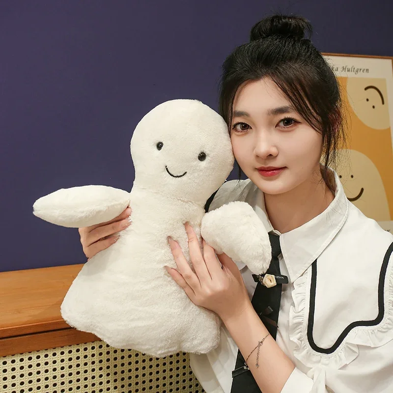 15~40cm White Ghost Plush Pillow Soft Stuffed Standing Scary Figure Plushie Halloween's Day Party Decor Gift