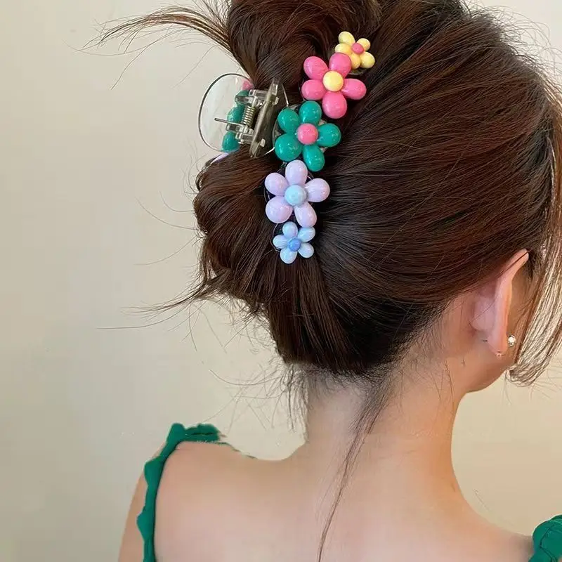 Colorful Flower Hair Claws New Large Hair Clips for Women Sweet Hairpin Claw Girls Elegant Headdress Fashion Hair Accessories