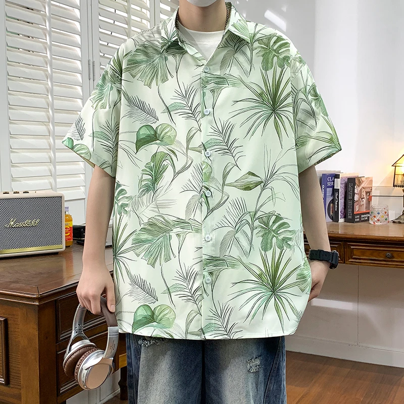 2025 Men's Tropical Floral Beach Shirt - Lightweight Short Sleeve Hawaiian Shirt for Summer Vacation Breathable Resort Wear Tops