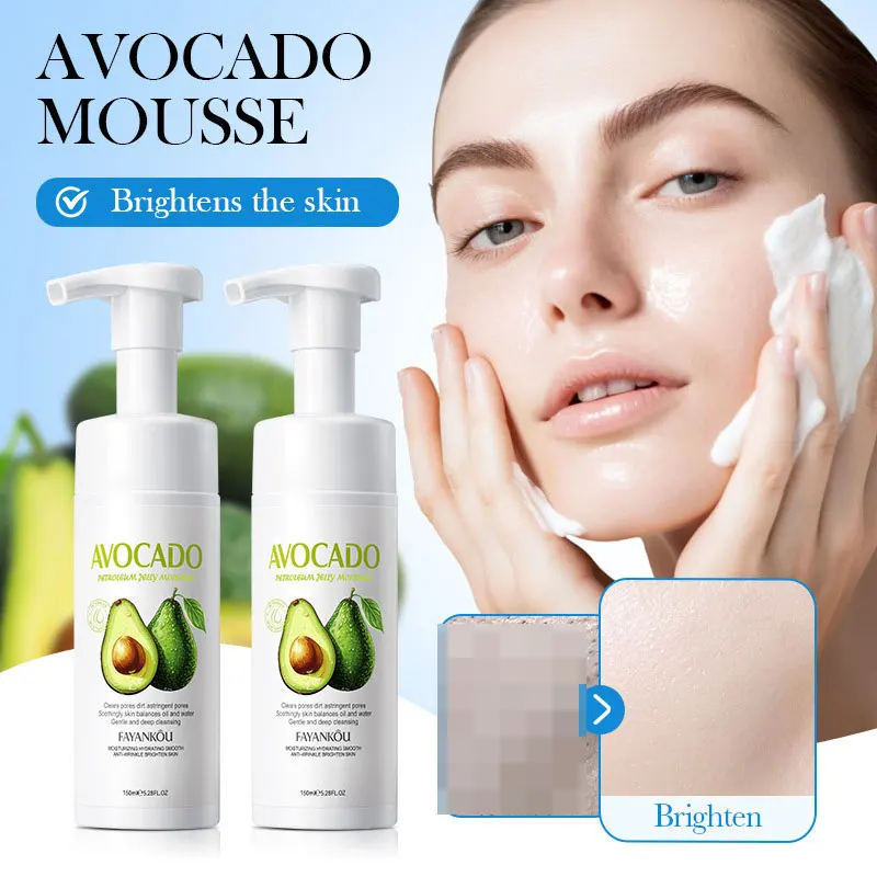 FAYANKOU aguacate hidratante antioxidante retardante del envejecimiento Control de aceite Mousse de limpieza limpiador Facial