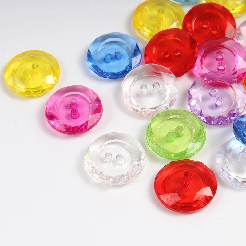 50/100pcs 13mm colori bottoni in resina plastica 2 fori bottone tondo in cristallo indumenti fatti a mano materiale cucito fai da te abbigliamento