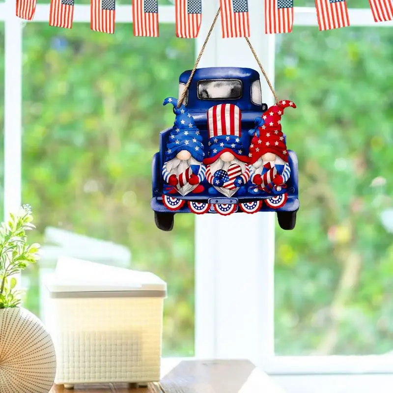 Memorial Day Wall Decor Creative Gnome Welcome Sign Door Sign Decoration Hangable 4th Of July Decorations Patriotic Door Hanger