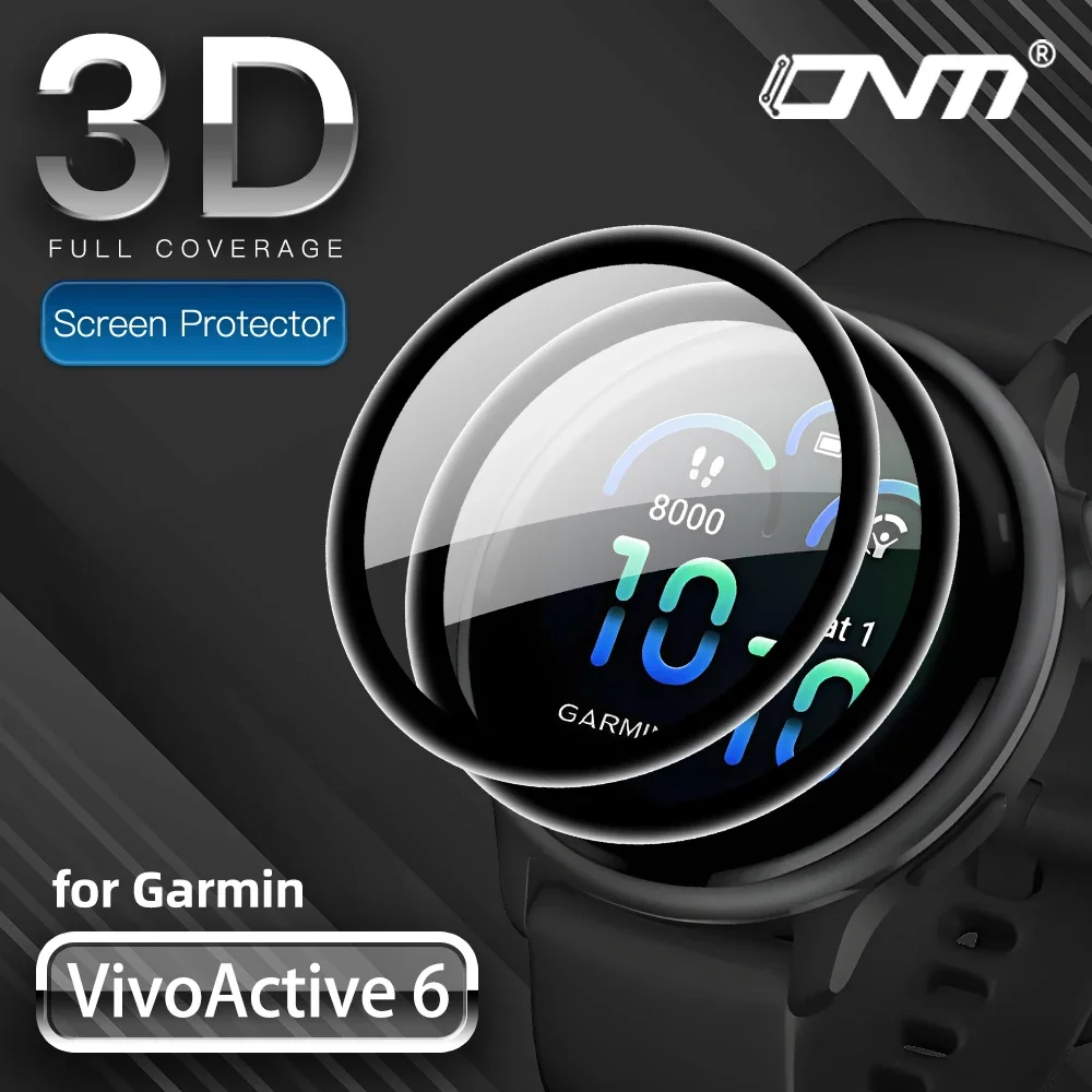 3D Protection Film for Garmin VivoActive 6 Screen Protector, Full Coverage 99% HD Clarity Anti-scratch Bubble-Free Accessories