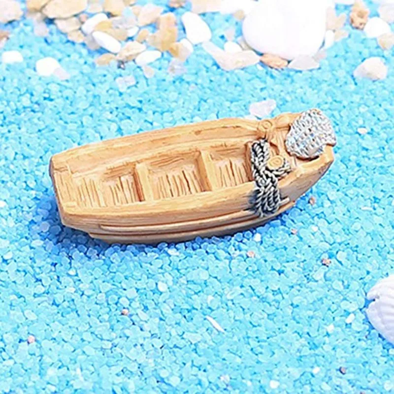 3pcs Garden Ornaments Miniature Boat Ocean Beach Resin Craft Micro Lands Cape Decorations